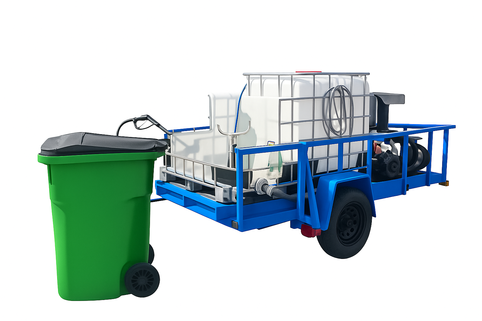 <b>5x10 Cyclone ProComm CATV VII</b> </br> Pressure & Softwash & Trash Bin Cleaning Trailer</br> 18hp Electric Start 4200psi 4.4gpm & 7.0gpm Softwash System