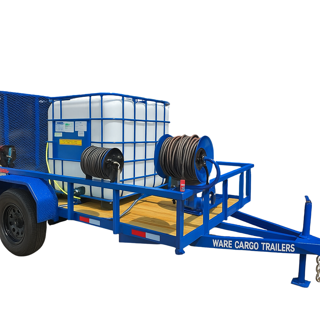 <b>5x10 Cyclone CAT III ProComm </b> </br> Pressure & Softwash  Trailer</br> 18hp Electric Start 4200psi 4.4gpm & 7.0gpm Softwash System - Includes 20" Walk Behind Surface Cleaner