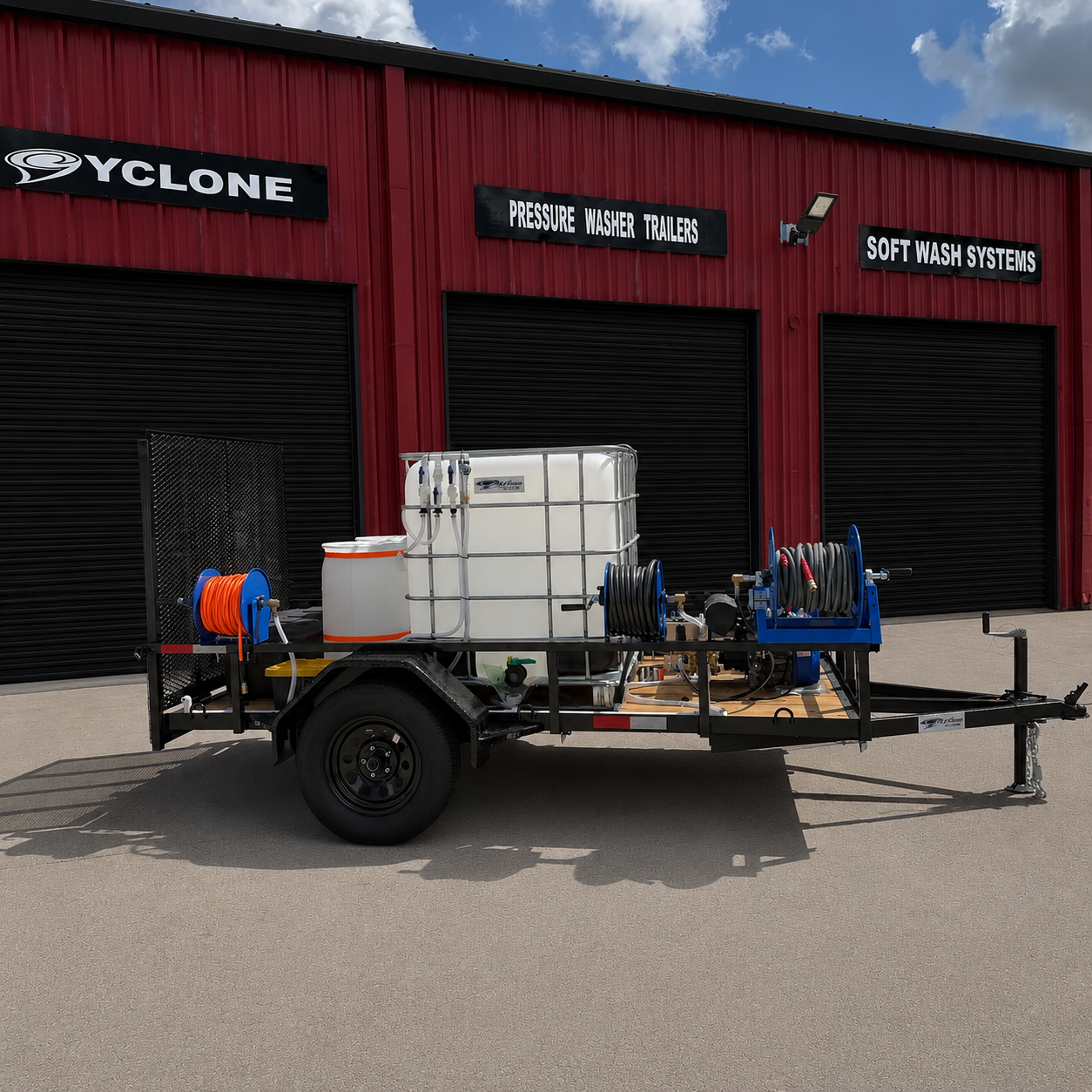 <b>6x10 Cyclone CAT V ProComm V-Twin</b> </br> Pressure & Softwash  Trailer</br> 23hp V-TWIN 3500psi 10gpm & 8.1gpm Gas Powered Softwash System