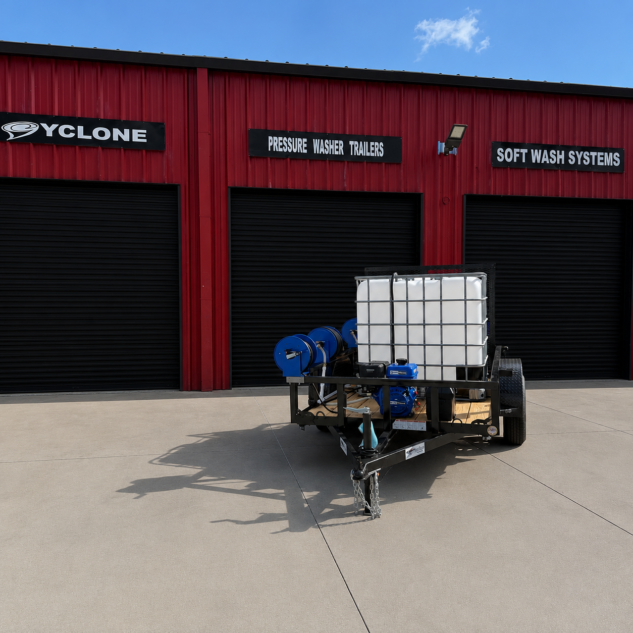 <b>5x8 Cyclone CAT IProStart </b> </br> Pressure & Softwash Trailer</br> 16 hp 4000psi 4gpm + 3.5gpm Softwash System - Includes 14" QC Surface Cleaner