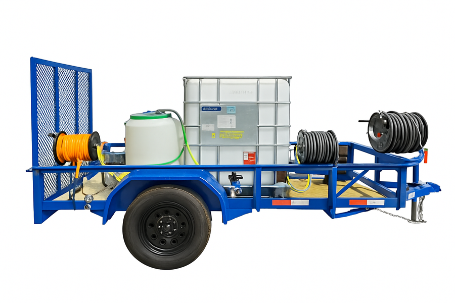 <b>5x10 Cyclone CAT III ProComm </b> </br> Pressure & Softwash  Trailer</br> 18hp Electric Start 4200psi 4.4gpm & 7.0gpm Softwash System - Includes 20" Walk Behind Surface Cleaner