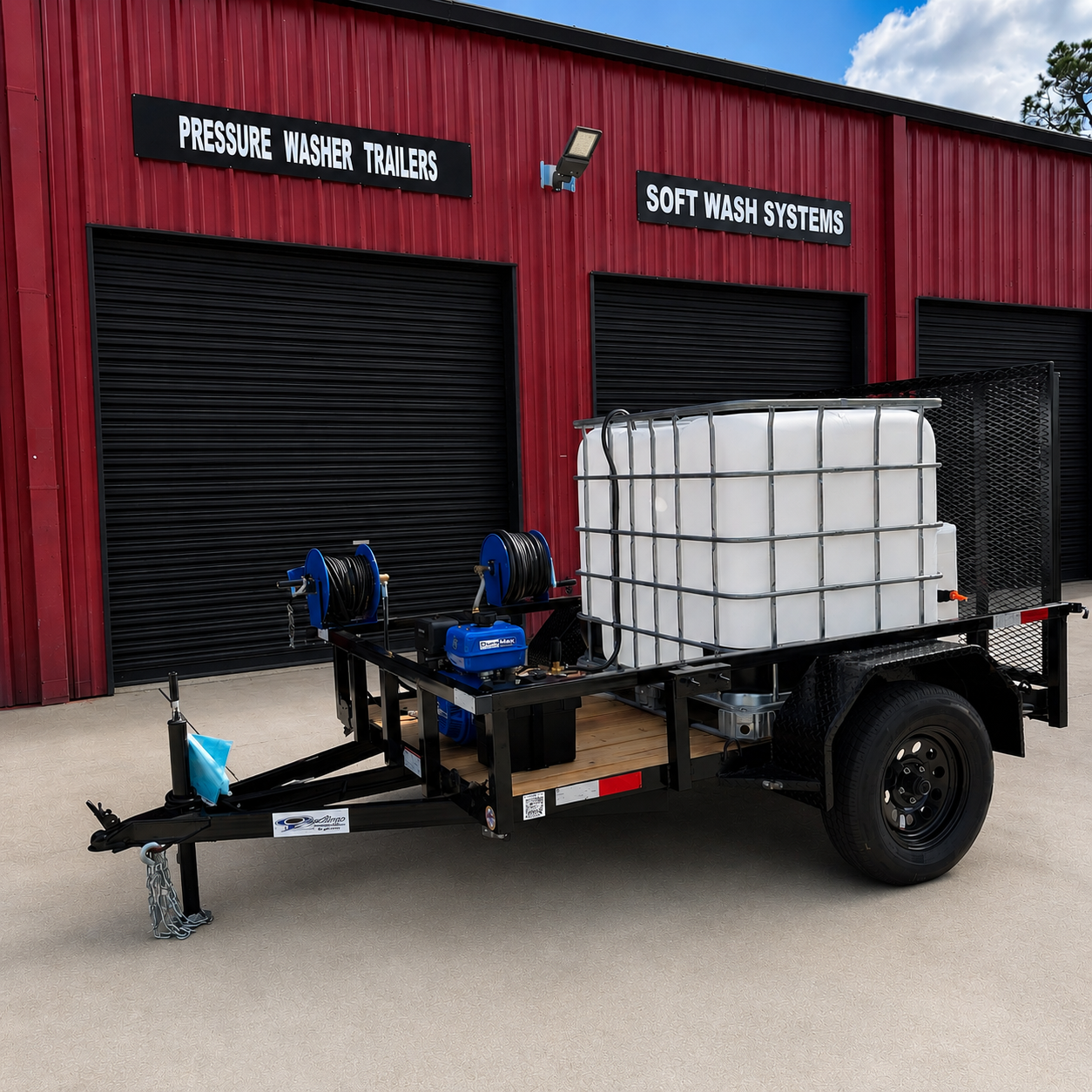 <b>5x8 Cyclone CAT IProStart </b> </br> Pressure & Softwash Trailer</br> 16 hp 4000psi 4gpm + 3.5gpm Softwash System - Includes 14" QC Surface Cleaner