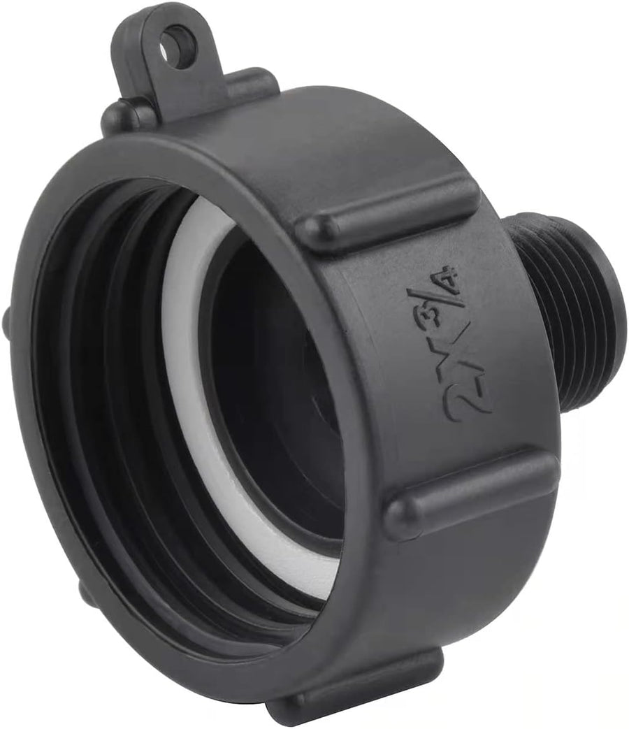 Soft Wash 250 Gallon IBC Water tote Hose Adapter, Food Grade IBC Drain Adapter,Water Hose Male Adapter for Garden Hose,2" coarse Thread X Male 3/4" G Hose