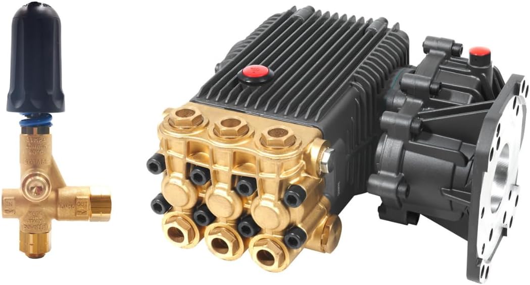 Pressure Washer - Pump  - with Gearbox – 3500 PSI, 9.2 GPM, 1″ Shaft, Horizontal, Triplex, External Unloader – High Flow Pump for Fleet, Farm, Industrial Cleaning – For 24 HP Gas Engines