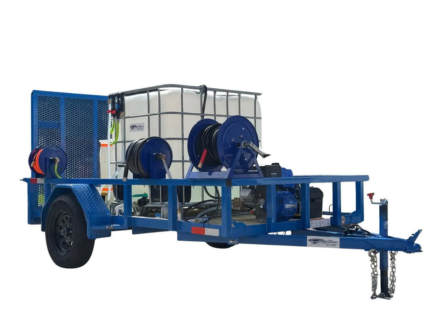 <b>5x10 Cyclone CAT IV ProComm+ </b> </br> Pressure & Softwash  Trailer</br> 20hp 4400psi 5gpm & 7gpm Softwash System - Includes 20" Walk Behind Surface Cleaner