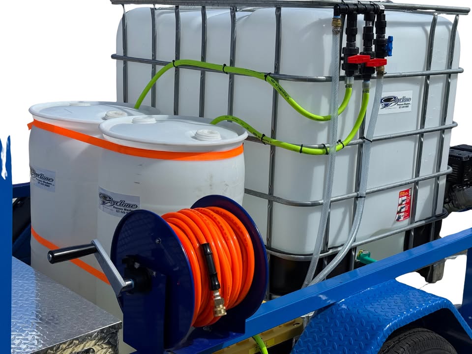 <b>6x10 Cyclone ProComm CAT VI</b> </br> Pressure Washer  & 8.1 gpm Gas Powered SoftWash  Trailer</br> 18hp 4400psi 5gpm &  Gas Powered Softwash System & DI H2O Filtration System