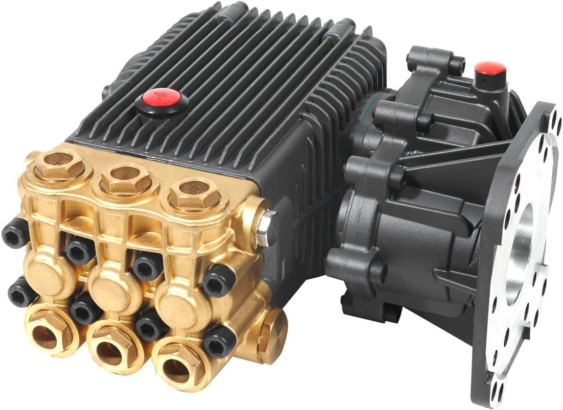 Pressure Washer - Pump  - with Gearbox – 3500 PSI, 9.2 GPM, 1″ Shaft, Horizontal, Triplex, External Unloader – High Flow Pump for Fleet, Farm, Industrial Cleaning – For 24 HP Gas Engines