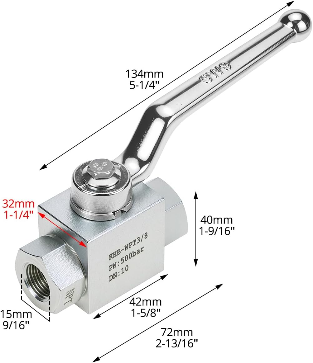 Pressure Washer -  Ball Valve , 7250 PSI 3/8'' NPTShut-Off 2 Way Valve, High Pressure PWBV7k