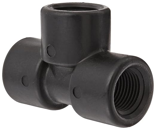 SoftWash Fitting - CYCLONE  Polypropylene Tee, Schedule 80, 1/2" NPT Female,Black