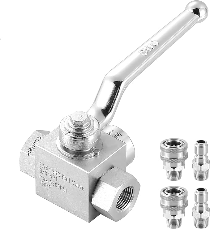 Pressure Washer Ball Valve - 3 Way High Pressure Ball Valve Kit, Power Wash  Line Switching Valve, 3/8" Quick Connect for Power Washer Hose, 4500 PSI