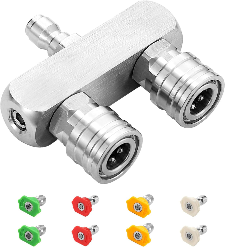 Pressure Washer Tips 2-in-1, Dual Pressure Washer Nozzle Tip with 8 Power Washer Spray Tips