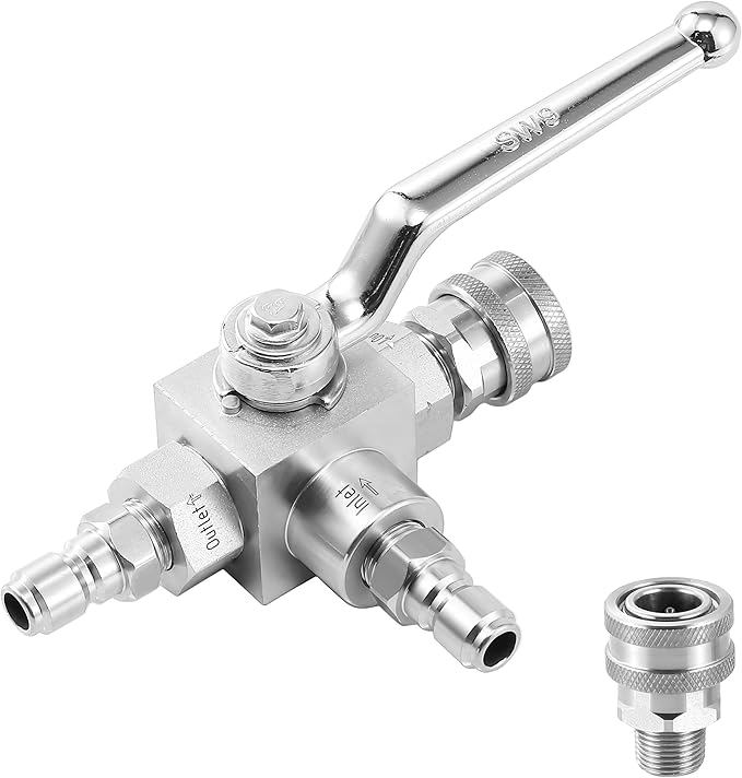 Pressure Washer Ball Valve - 3 Way High Pressure Ball Valve Kit, Power Wash  Line Switching Valve, 3/8" Quick Connect for Power Washer Hose, 4500 PSI