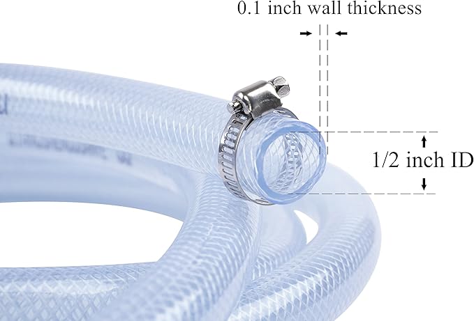 SoftWash  Hose - Cyclone Braided Clear Flexible Hose  1/2" ID,164ft