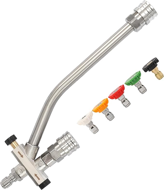 SoftWash Nozzle -  Foam Cannon Dual-Connector Accessory, Pressure Washer Double Tip Attachment for Soap Cannon, 5 Pressure Washer Sprayer Nozzles, 1/4" Quick Connect