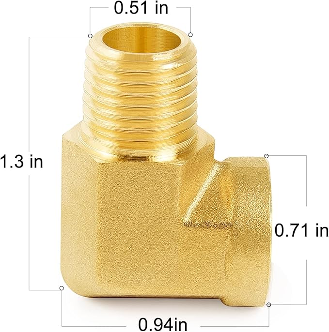 Pressure Washer Fitting -  Brass Pipe Fitting, 90 Degree Barstock Street Elbow 1/4" NPT Female x 1/4" NPT Male Thread Adapter(5-PACK)