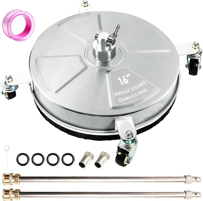 Pressure Washer Surface Cleaner - 16 inch 4-Wheel, Stainless Steel, 3/8" Quick-Connect Kit *BRAND NEW*