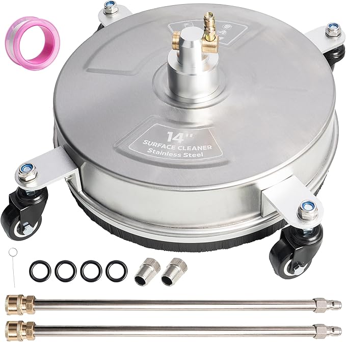 Pressure Washer Surface Cleaner - Cyclone 14 inch 4-Wheel, Stainless Steel, 3/8" Quick-Connect Kit *BRAND NEW*