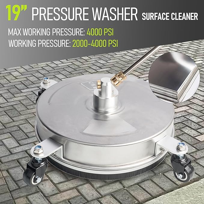 Pressure Washer Surface Cleaner - Cyclone  19 inch 4-Wheel, Stainless Steel, 3/8" Quick-Connect Kit *BRAND NEW*