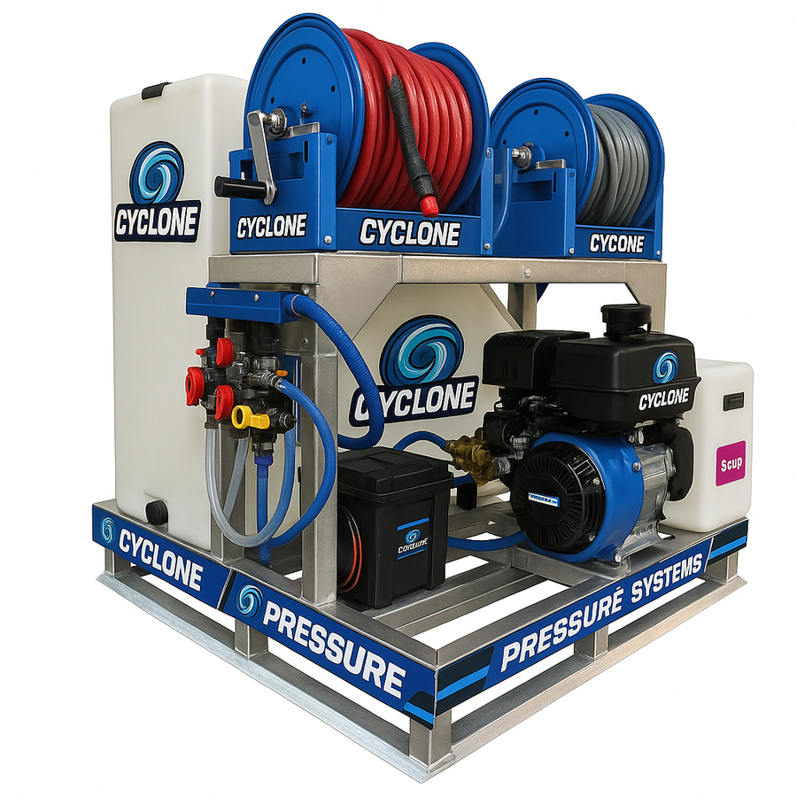 Pressure Washer - Skid - Cyclone SK500 Duromax 20HP 500cc Electric Start 4400psi 5gpm w/DownStream