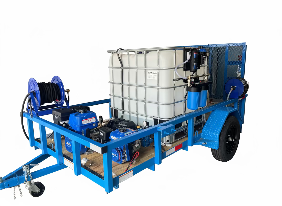 <b>6x10 Cyclone ProComm CAT VI</b> </br> Pressure Washer  & 8.1 gpm Gas Powered SoftWash  Trailer</br> 18hp 4400psi 5gpm &  Gas Powered Softwash System & DI H2O Filtration System