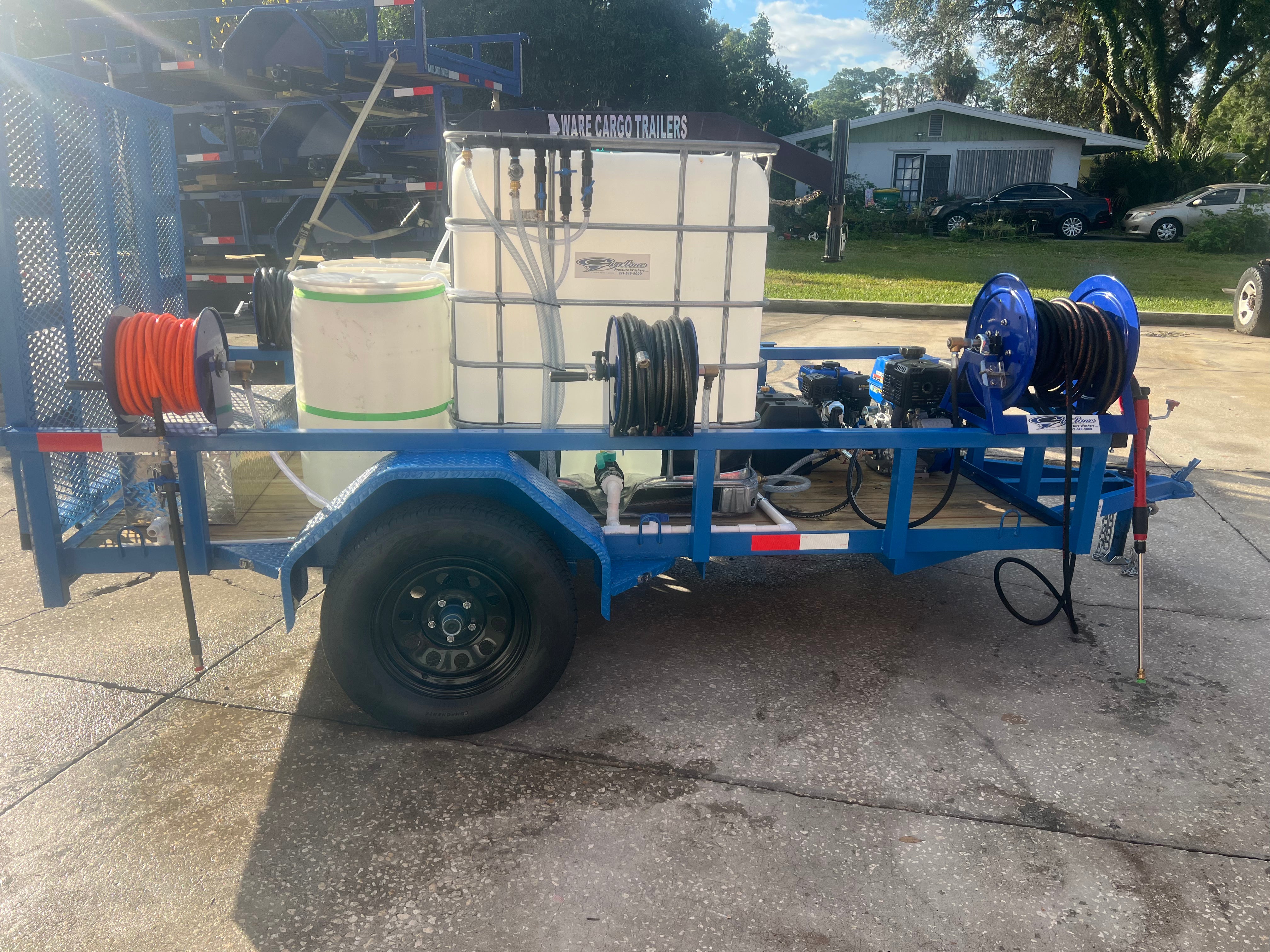 <b>6x10 Cyclone ProComm CAT VI</b> </br> Pressure Washer  & 8.1 gpm Gas Powered SoftWash  Trailer</br> 18hp 4400psi 5gpm &  Gas Powered Softwash System & DI H2O Filtration System