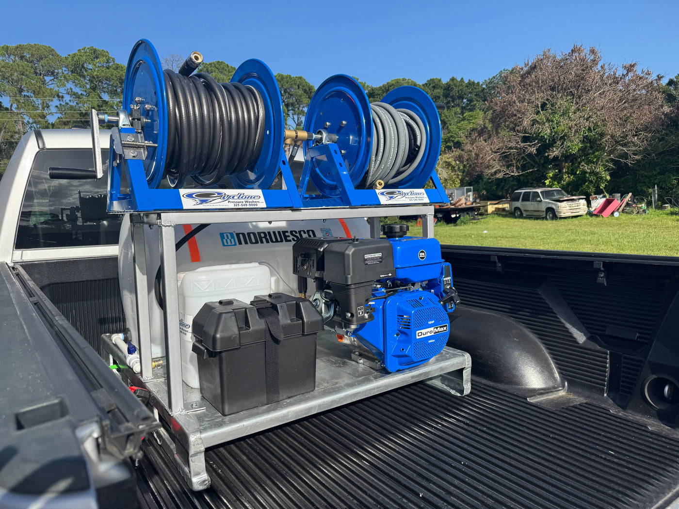 Cyclone Pressure Washer - Skid - Cyclone SK420P Duromax 16 HP 420cc Recoil 4000psi 4gpm w/DownStream