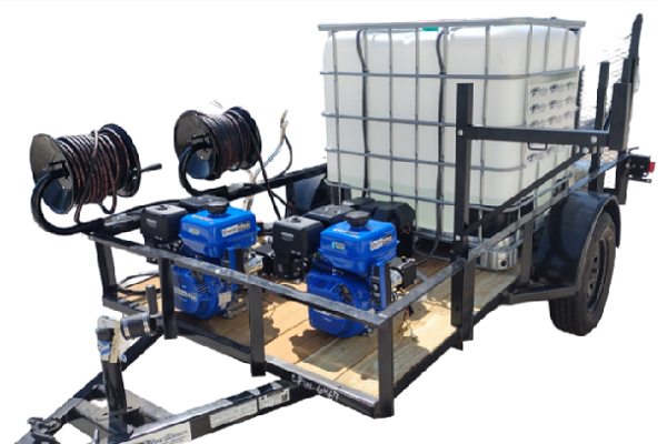 <b>6x10 Cyclone Siamese Twins  </b> </br> Pressure & Softwash  Trailer</br>Twin 20 hp 4400psi 5gpm systems