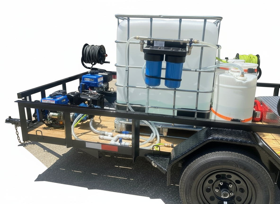 <b>6x10 Cyclone ProComm CAT VI</b> </br> Pressure Washer  & 8.1 gpm Gas Powered SoftWash  Trailer</br> 18hp 4400psi 5gpm &  Gas Powered Softwash System & DI H2O Filtration System