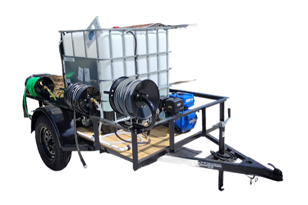 <b>5x8 Cyclone CAT IProStart </b> </br> Pressure & Softwash Trailer</br> 16 hp 4000psi 4gpm + 3.5gpm Softwash System - Includes 14" QC Surface Cleaner