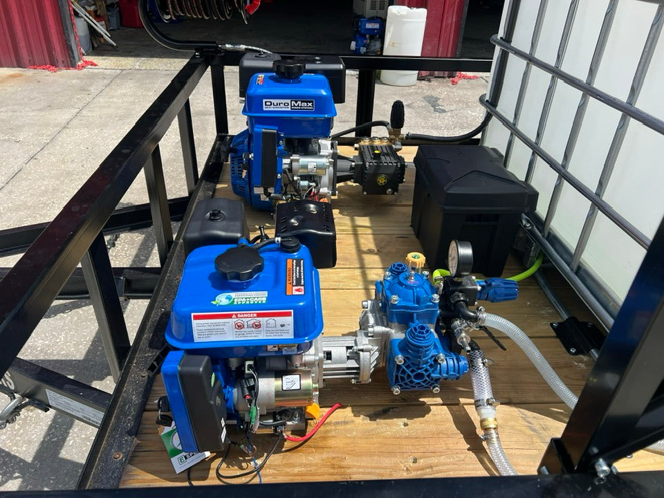 <b>6x10 Cyclone ProComm CAT VI</b> </br> Pressure Washer  & 8.1 gpm Gas Powered SoftWash  Trailer</br> 18hp 4400psi 5gpm &  Gas Powered Softwash System & DI H2O Filtration System