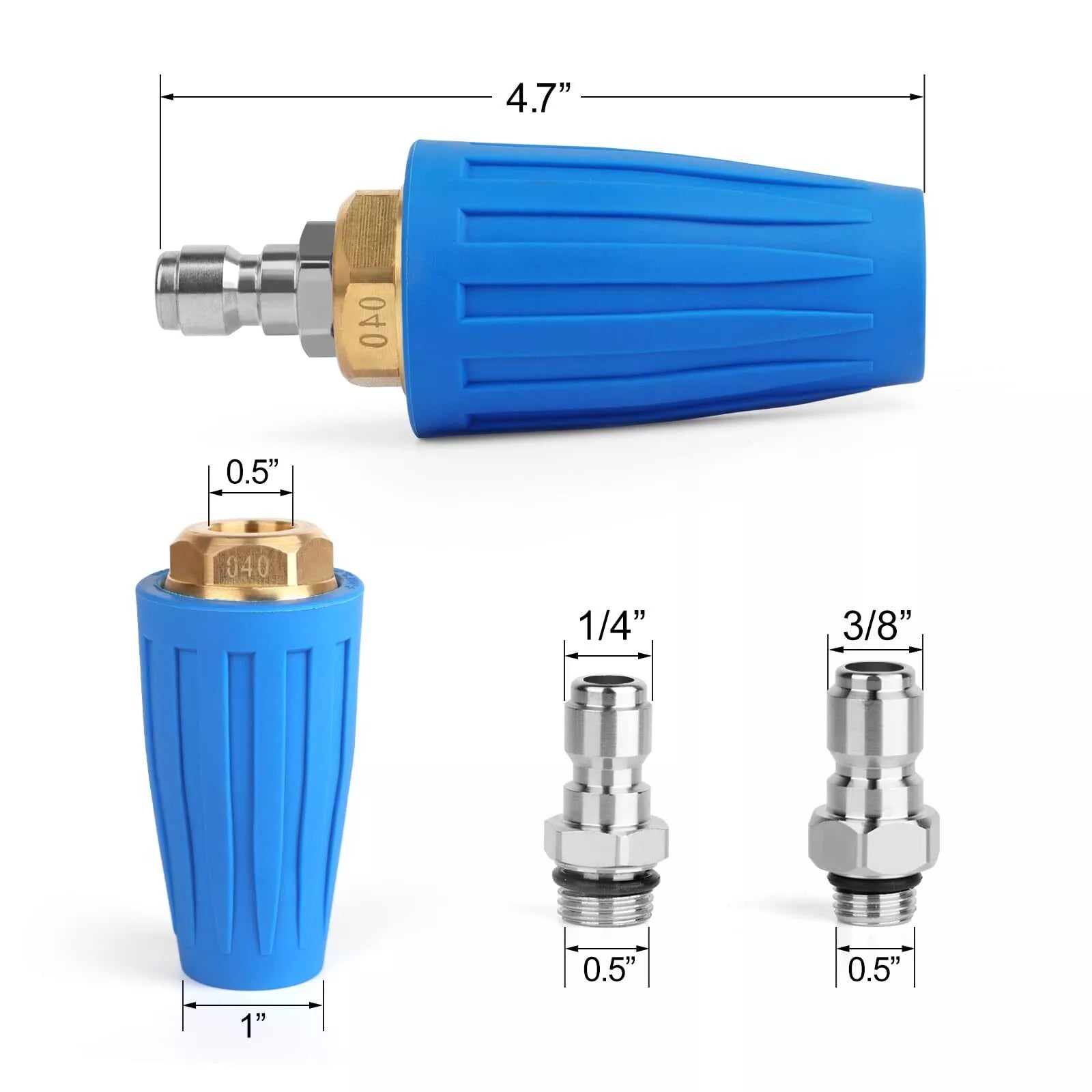 Pressure Washer Nozzle - 1 Way Rotating Turbo Nozzle for Pressure Washer | 1/4 Quick Connect | 5000 PSI Max