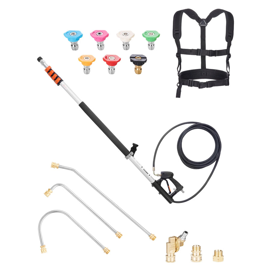 Pressure Washer Wand - CYCLONE 24 ft Telescoping Pressure Washer Wand, 4000 PSI, Includes 7 Spray Tips